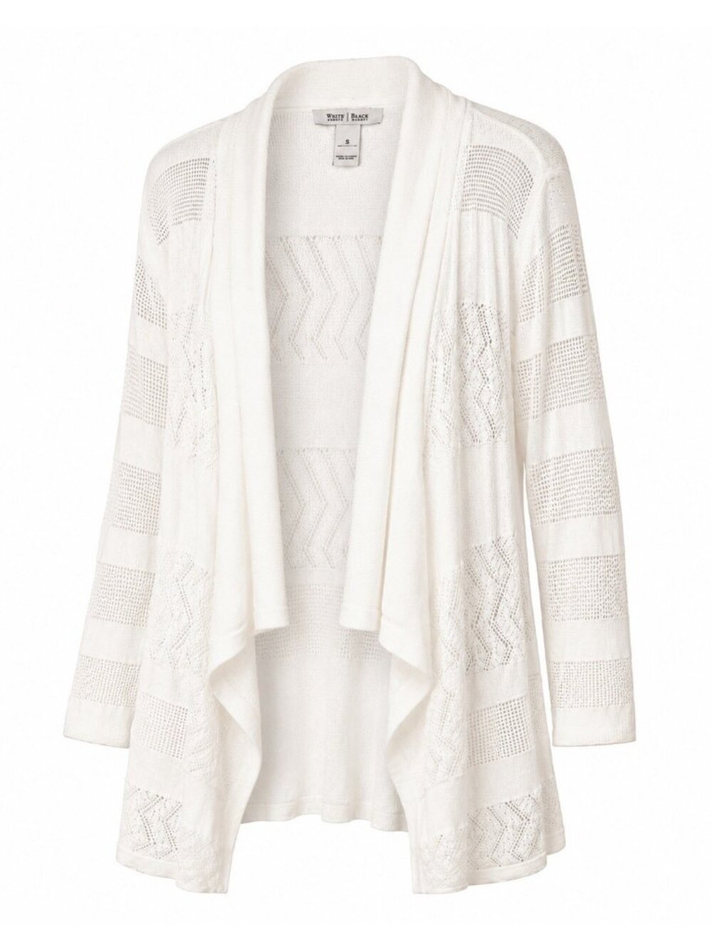 White House Black Market Cardigan Womens S White Waterfall Open Front Sweater